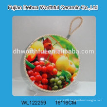 Promotion fruite shape ceramic pot holders with lifting rope